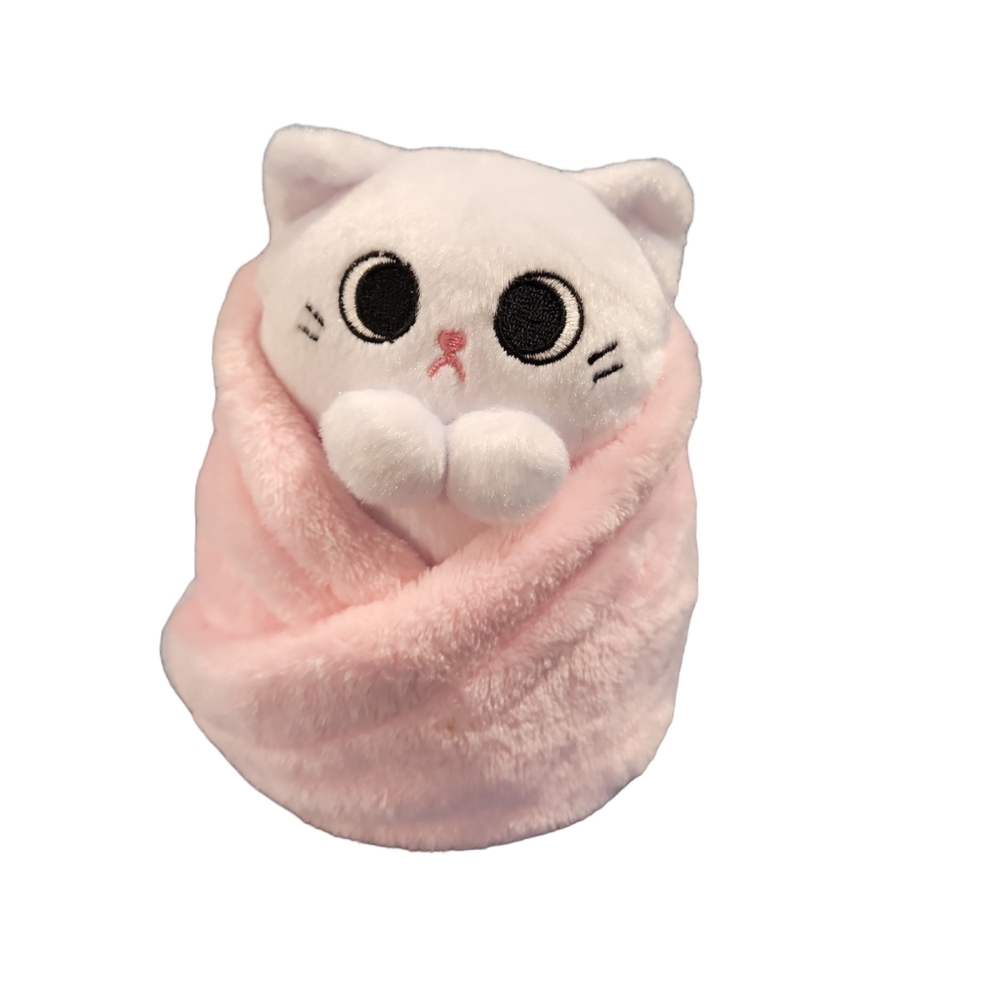 Uncute Purrito White In Pink Blanket
